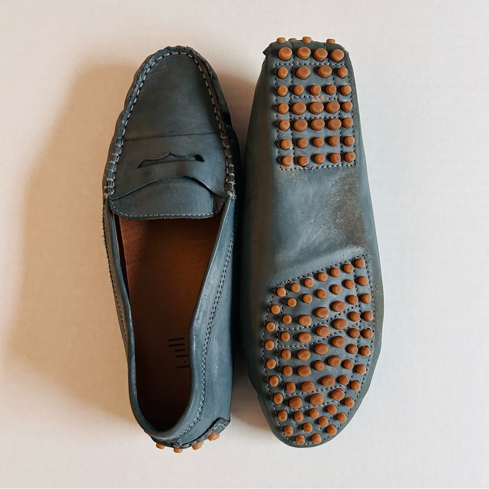 J.Jill stone blue leather loafers
